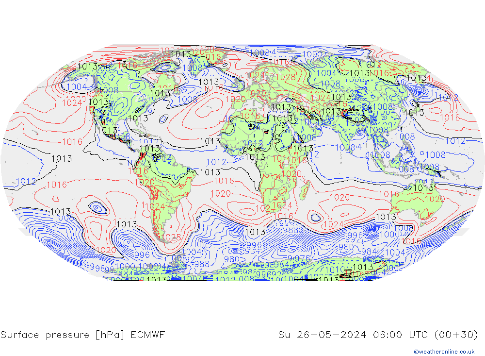 Surface pressure ECMWF Su 26.05.2024 06 UTC