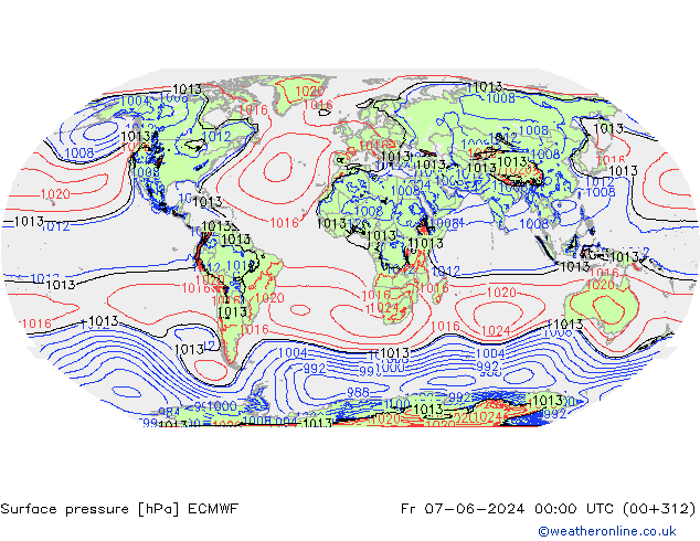 Surface pressure ECMWF Fr 07.06.2024 00 UTC