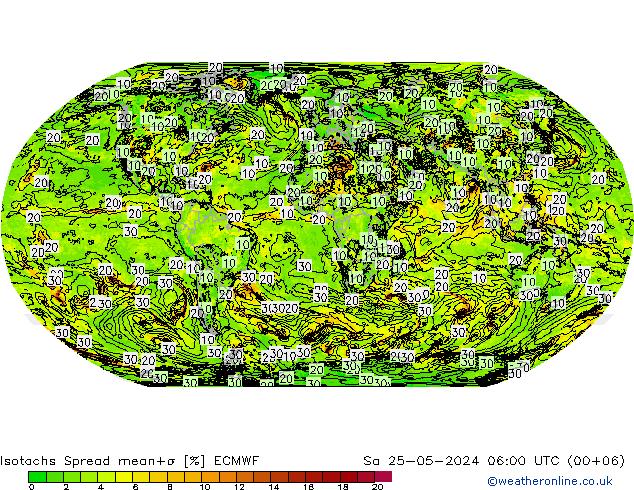 Isotaca Spread ECMWF sáb 25.05.2024 06 UTC