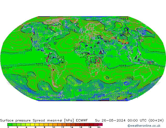 Bodendruck Spread ECMWF So 26.05.2024 00 UTC