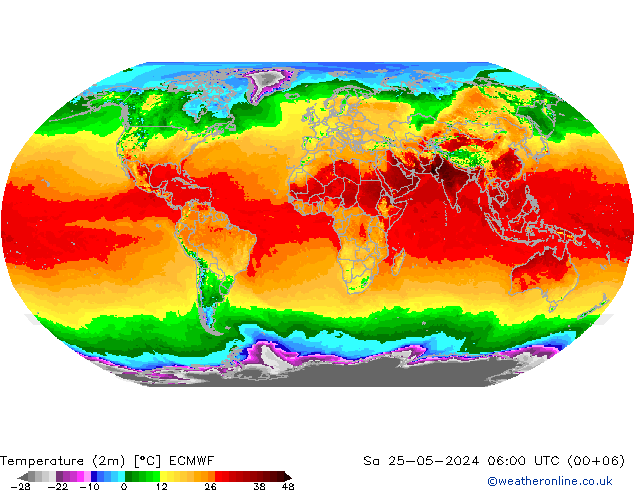 Temperatura (2m) ECMWF sab 25.05.2024 06 UTC
