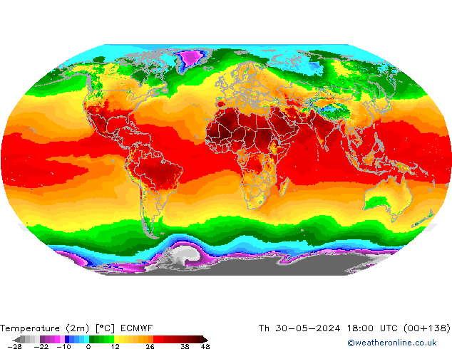 température (2m) ECMWF jeu 30.05.2024 18 UTC