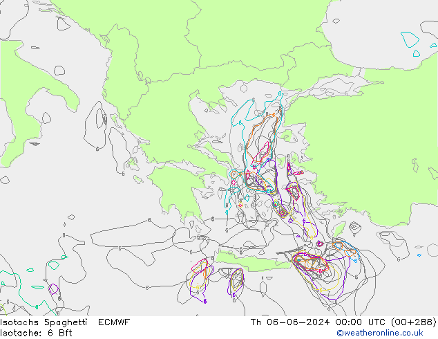 Eşrüzgar Hızları Spaghetti ECMWF Per 06.06.2024 00 UTC