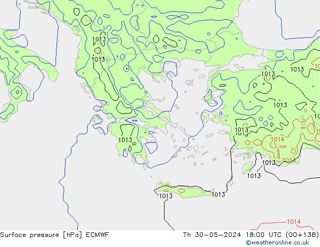 Surface pressure ECMWF Th 30.05.2024 18 UTC