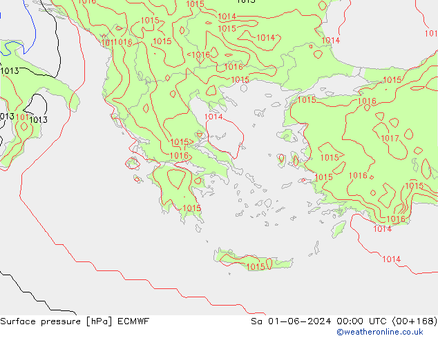 Pressione al suolo ECMWF sab 01.06.2024 00 UTC