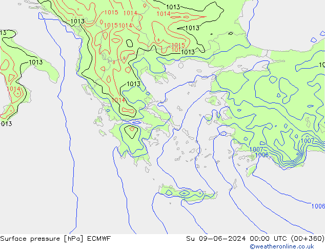 приземное давление ECMWF Вс 09.06.2024 00 UTC