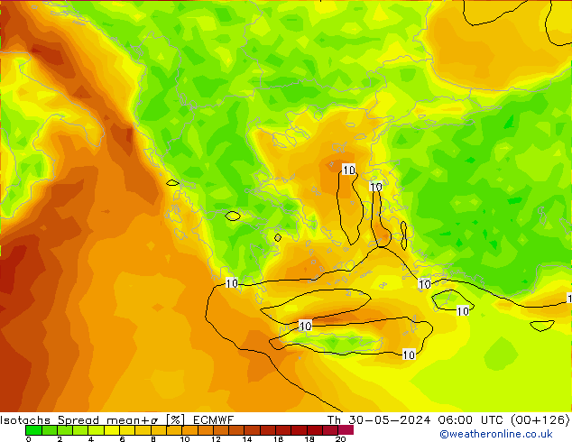 Izotacha Spread ECMWF czw. 30.05.2024 06 UTC