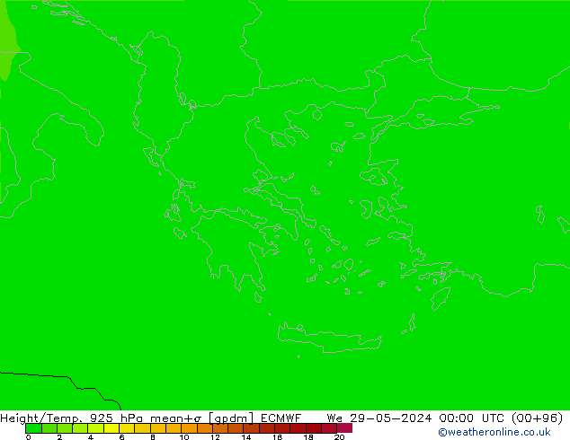 Height/Temp. 925 hPa ECMWF We 29.05.2024 00 UTC