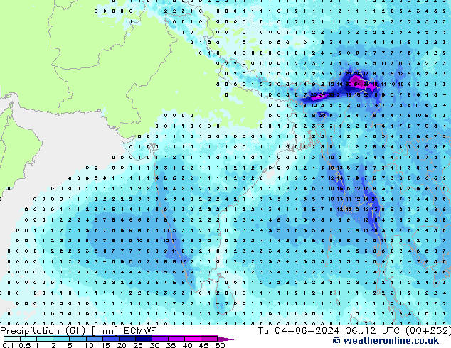 Précipitation (6h) ECMWF mar 04.06.2024 12 UTC