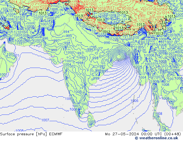 Surface pressure ECMWF Mo 27.05.2024 00 UTC