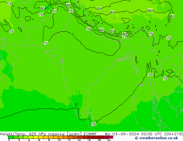 Yükseklik/Sıc. 925 hPa ECMWF Pzt 03.06.2024 00 UTC