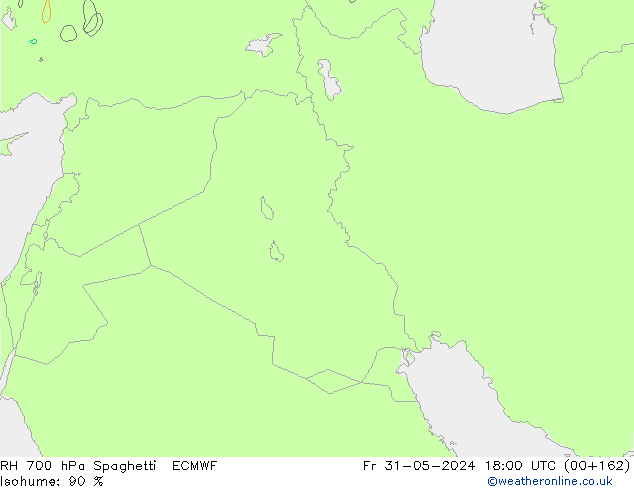 Humidité rel. 700 hPa Spaghetti ECMWF ven 31.05.2024 18 UTC