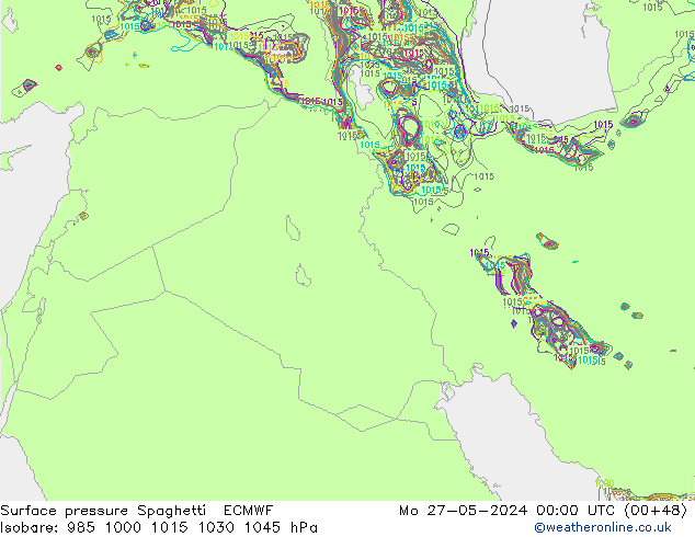 Pressione al suolo Spaghetti ECMWF lun 27.05.2024 00 UTC