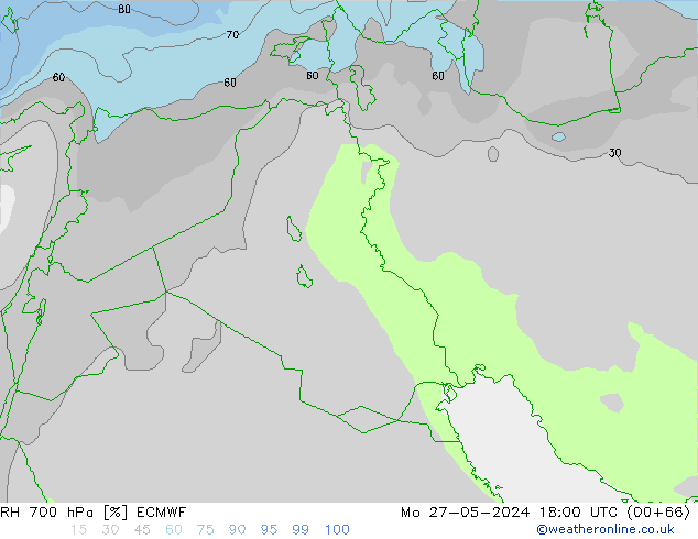 RH 700 hPa ECMWF lun 27.05.2024 18 UTC