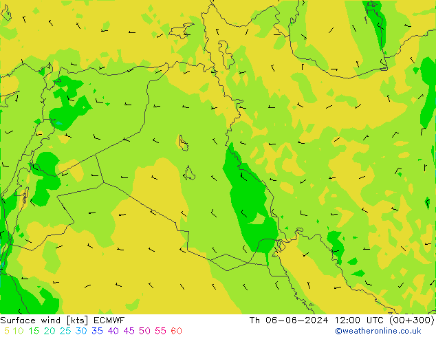 Vento 10 m ECMWF gio 06.06.2024 12 UTC