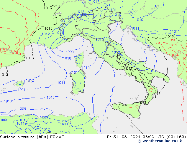 Atmosférický tlak ECMWF Pá 31.05.2024 06 UTC