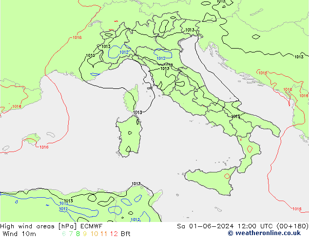 High wind areas ECMWF Sa 01.06.2024 12 UTC