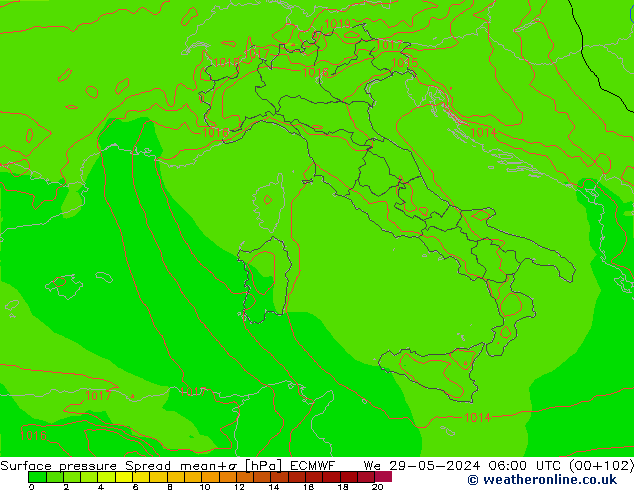 Yer basıncı Spread ECMWF Çar 29.05.2024 06 UTC