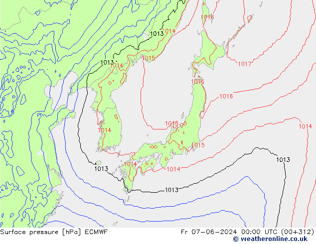 ciśnienie ECMWF pt. 07.06.2024 00 UTC