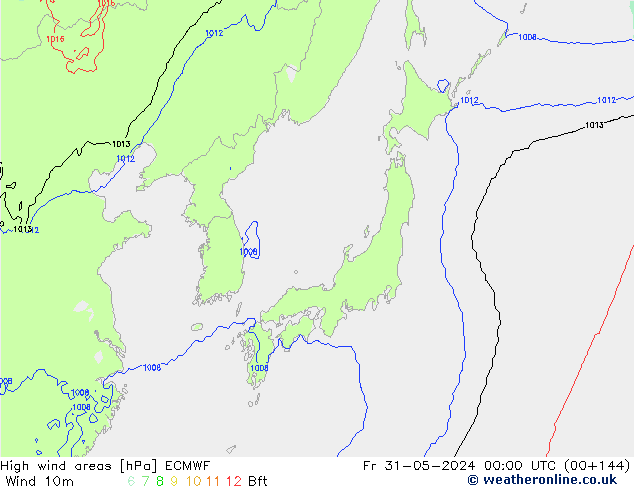 High wind areas ECMWF ven 31.05.2024 00 UTC