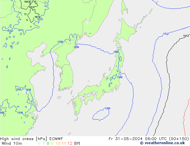 High wind areas ECMWF Fr 31.05.2024 06 UTC