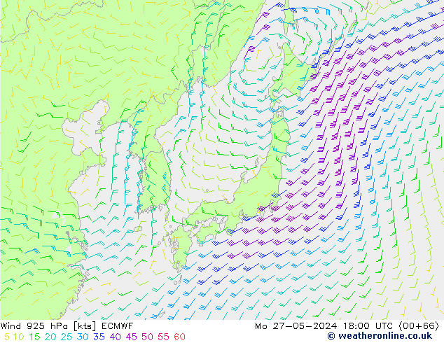 Wind 925 hPa ECMWF Po 27.05.2024 18 UTC