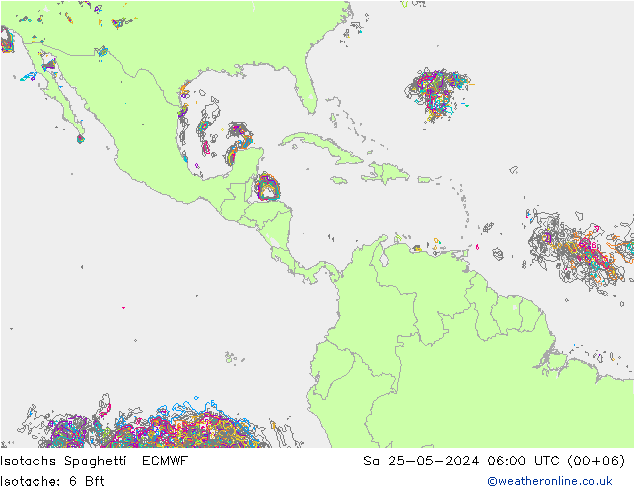 Isotachs Spaghetti ECMWF Sa 25.05.2024 06 UTC