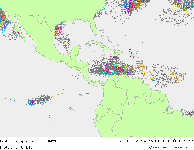 Isotaca Spaghetti ECMWF jue 30.05.2024 12 UTC