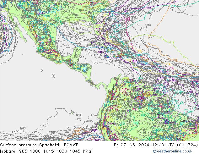 Surface pressure Spaghetti ECMWF Fr 07.06.2024 12 UTC