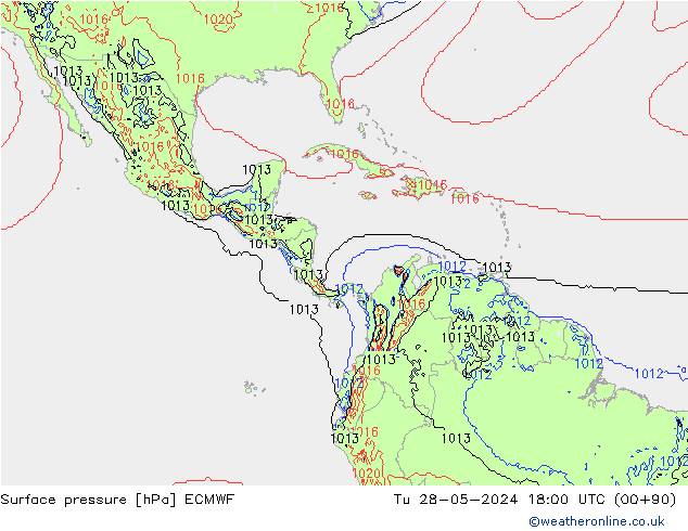 Atmosférický tlak ECMWF Út 28.05.2024 18 UTC