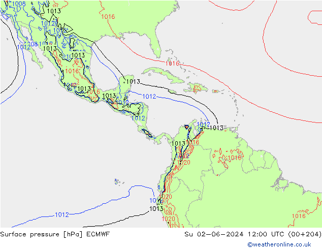 приземное давление ECMWF Вс 02.06.2024 12 UTC