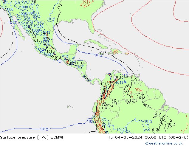 Presión superficial ECMWF mar 04.06.2024 00 UTC