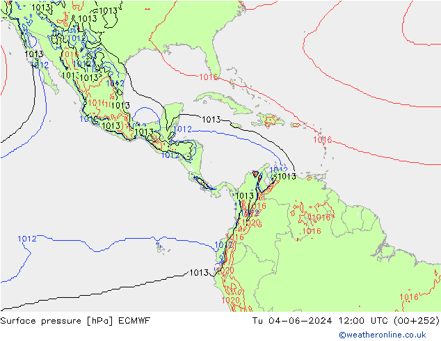 Surface pressure ECMWF Tu 04.06.2024 12 UTC