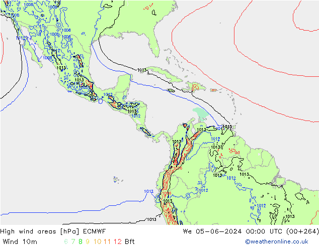 yüksek rüzgarlı alanlar ECMWF Çar 05.06.2024 00 UTC