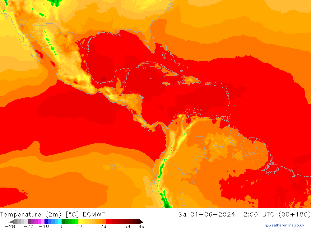 Sıcaklık Haritası (2m) ECMWF Cts 01.06.2024 12 UTC