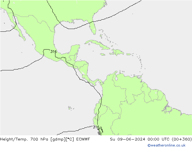 Géop./Temp. 700 hPa ECMWF dim 09.06.2024 00 UTC