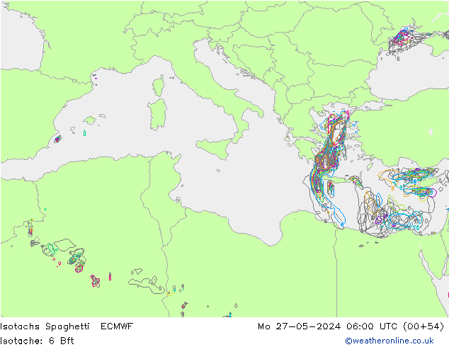Isotachs Spaghetti ECMWF lun 27.05.2024 06 UTC