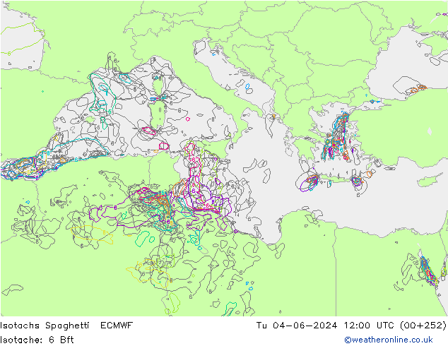 Isotachs Spaghetti ECMWF mar 04.06.2024 12 UTC