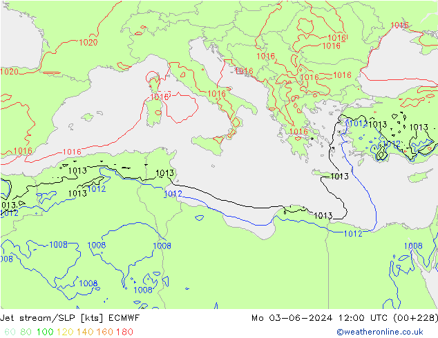 Corrente a getto ECMWF lun 03.06.2024 12 UTC