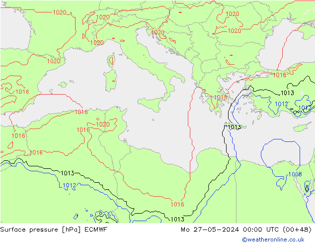 приземное давление ECMWF пн 27.05.2024 00 UTC