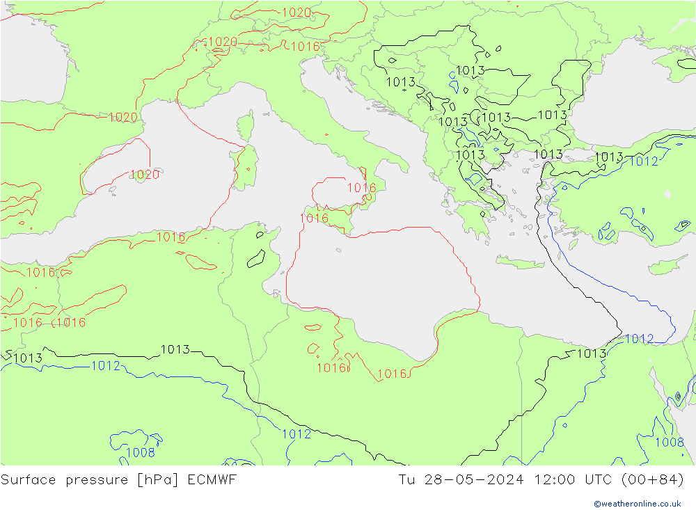 Presión superficial ECMWF mar 28.05.2024 12 UTC