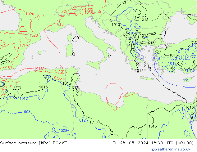 Surface pressure ECMWF Tu 28.05.2024 18 UTC