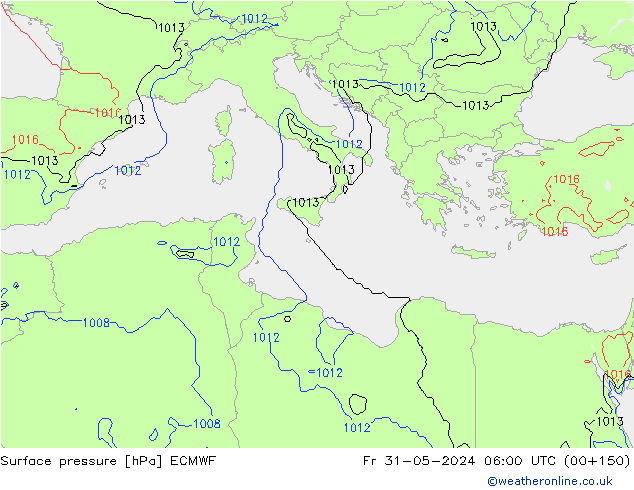 Atmosférický tlak ECMWF Pá 31.05.2024 06 UTC