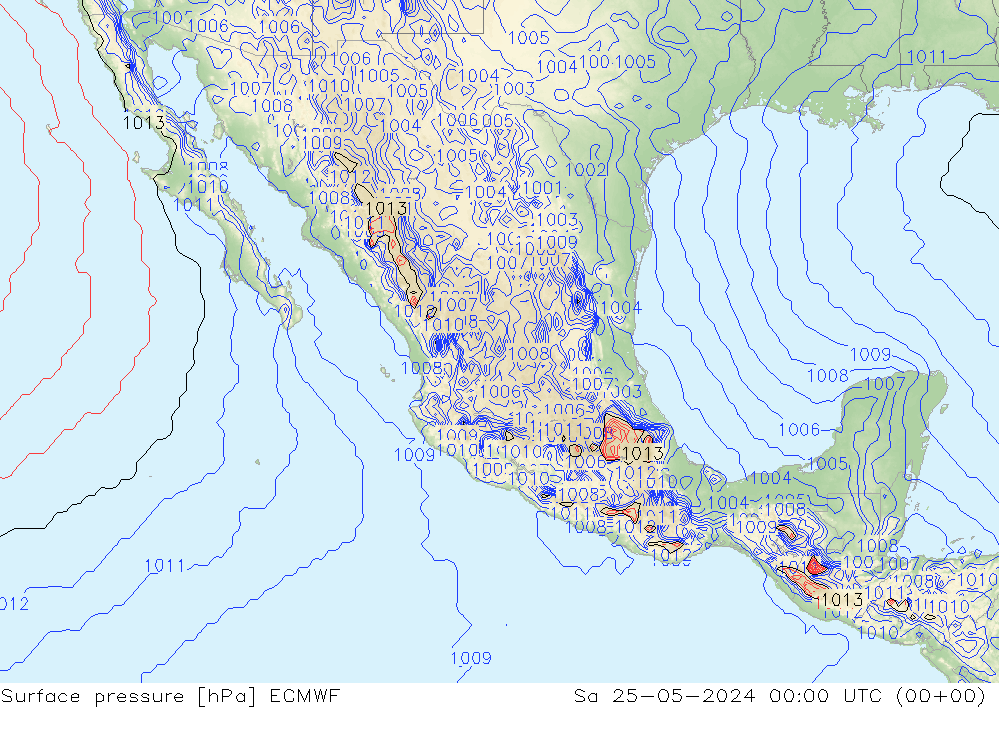 Surface pressure ECMWF Sa 25.05.2024 00 UTC