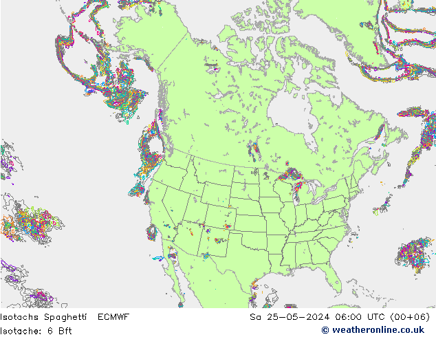 Isotachen Spaghetti ECMWF Sa 25.05.2024 06 UTC