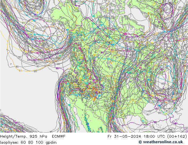 Height/Temp. 925 гПа ECMWF пт 31.05.2024 18 UTC