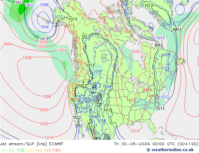 Jet stream/SLP ECMWF Th 30.05.2024 00 UTC