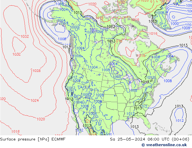 Surface pressure ECMWF Sa 25.05.2024 06 UTC