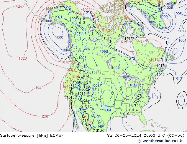 приземное давление ECMWF Вс 26.05.2024 06 UTC