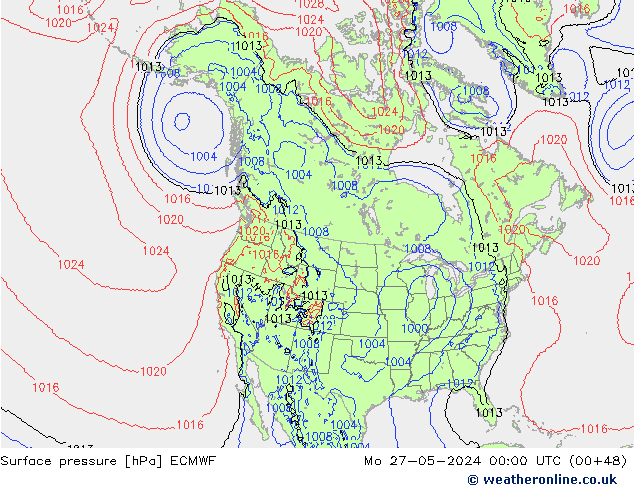 pressão do solo ECMWF Seg 27.05.2024 00 UTC